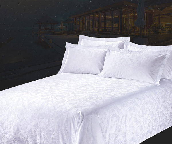 bộ drap giường khách sạn cotton trắng họa tiết hoa