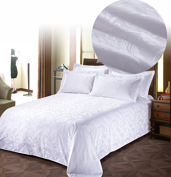 bộ drap giường khách sạn cotton trắng họa tiết hoa
