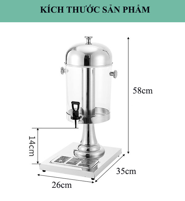 Kích thước bình đựng nước ép trái cây