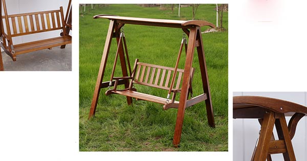 Xích đu gỗ cao cấp XD02 chuyên dùng cho không gian sân vườn