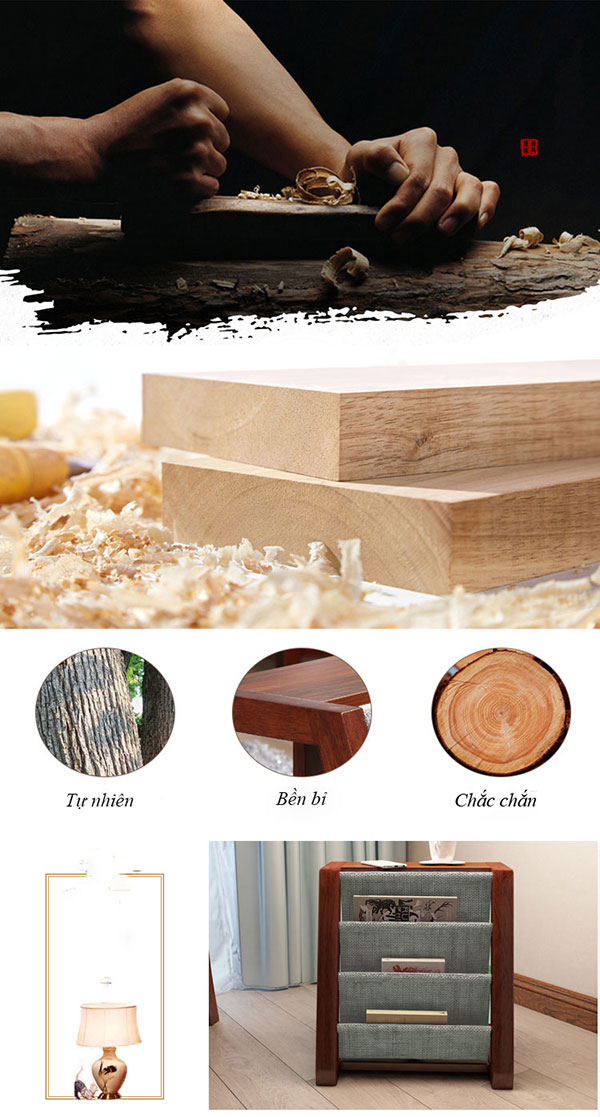 Chất liệu gỗ cao cấp giúp sản phẩm bền đẹp, tuổi thọ cao