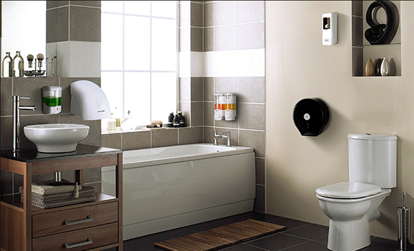 Hộp đựng nước rửa tay với thiết kế nhỏ gọn không gây tốn diện tích của nhà vệ sinh