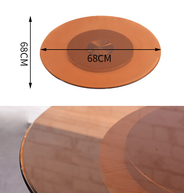 Kích thước và chất liệu của mâm xoay mặt kính bàn tiệc cao cấp