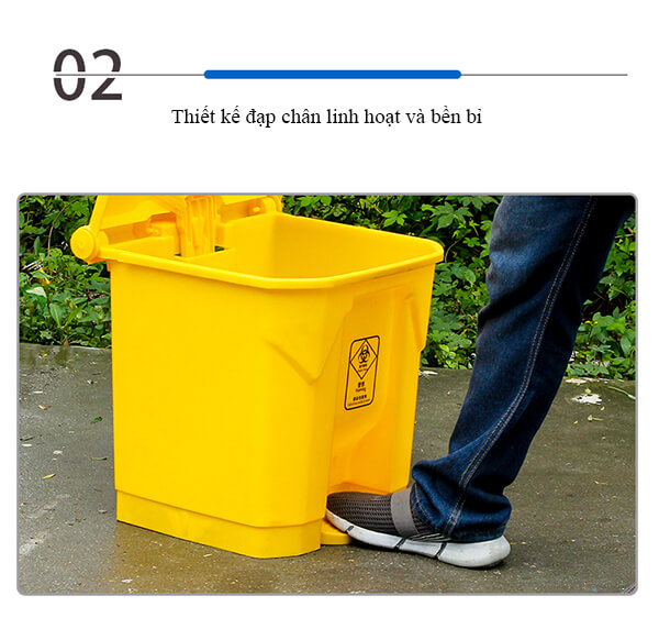 Phương pháp đạp chân mở thùng rác đảm bảo vệ sinh