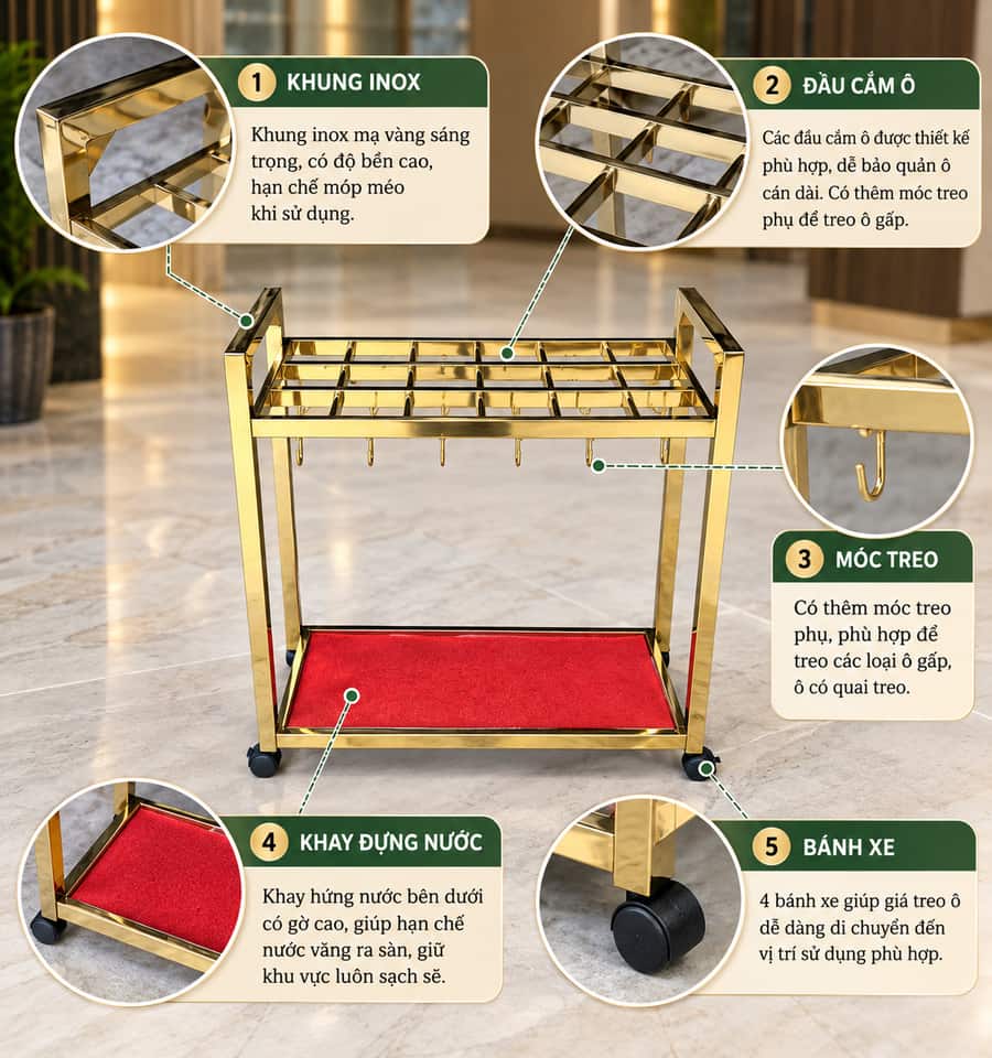 Chi tiết đặc điểm giá treo ô ngắn, ô dài loại 18 ngăn