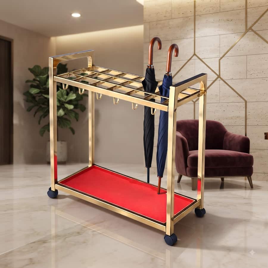 Giá cắm ô dù loại 18 ngăn chất liệu inox mạ vàng