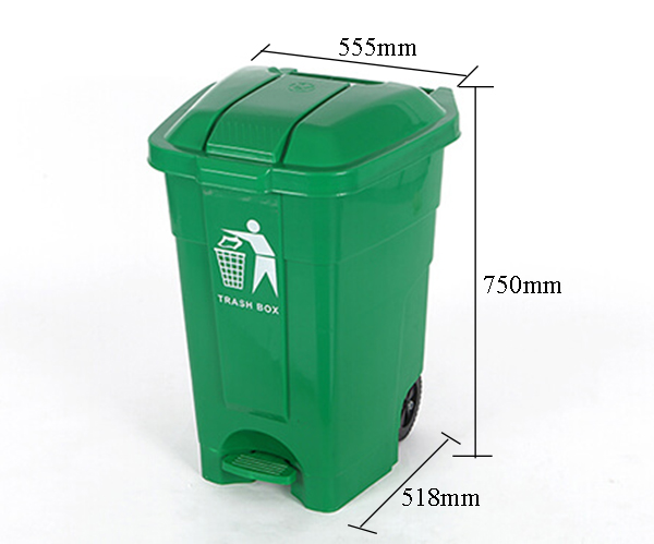 Kích thước thùng rác nhựa màu xanh