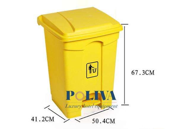 Kích thước thùng rác nhựa đạp chân màu vàng