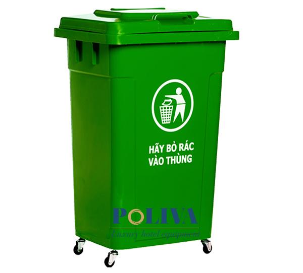 Mẫu thùng rác công cộng 90l có bánh xe, nắp đậy kín vệ sinh sạch sẽ