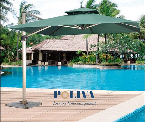 Các resort, bể bơi gia đình cũng trang bị ô dù làm tăng tính sang trọng, cao cấp