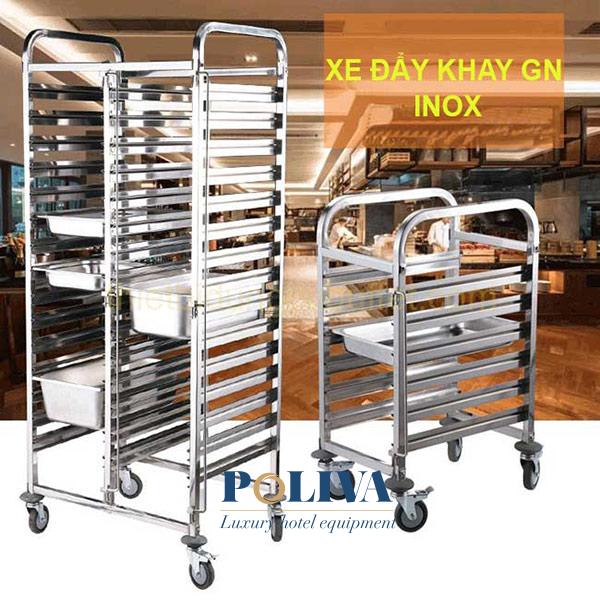 Mẫu xe đẩy nhiều khay dùng trong bếp ăn công nghiệp