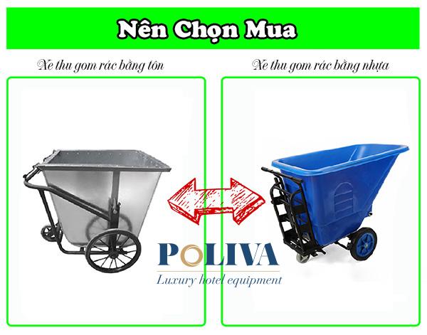 Nên sử dụng xe gom rác bằng tôn hay bằng nhựa?