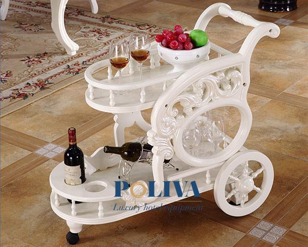 Mẫu xe đẩy rượu gỗ phong cách tân cổ điển