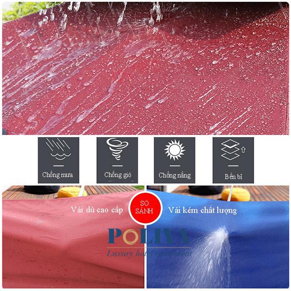 Vải ô dù chất lượng cao sẽ bền và chống thấm nước tốt hơn