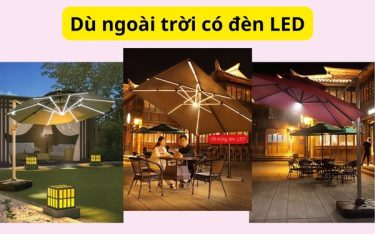 Dù ngoài trời có đèn LED: Sự kết hợp tinh tế giữa ánh sáng và bóng mát