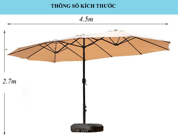 Kích thước ô dù che nắng 3 đỉnh