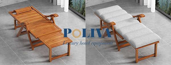 Thiết kế ghế tắm nắng với chất liệu gỗ mang đến sự chắc chắn, bền bỉ trong sử dụng