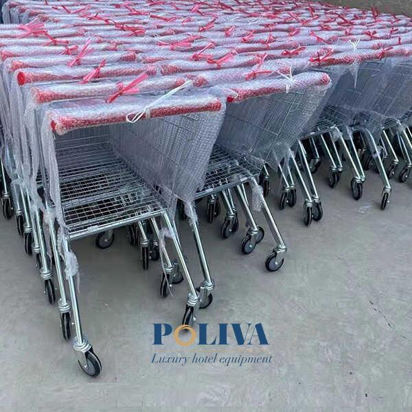 Sản phẩm xe đẩy hàng siêu thị đang sẵn số lượng lớn tại kho của Poliva