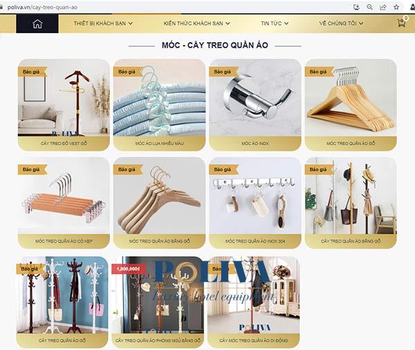 Website bán cây treo, móc treo quần áo của Poliva