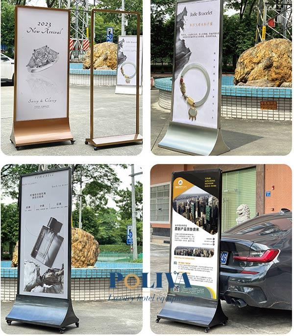 Bảng standee ngoài trời có bánh ứng dụng được nhiều không gian khác nhau