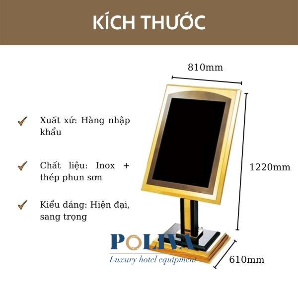 Thông số kích thước của bảng chào đón khách của Poliva