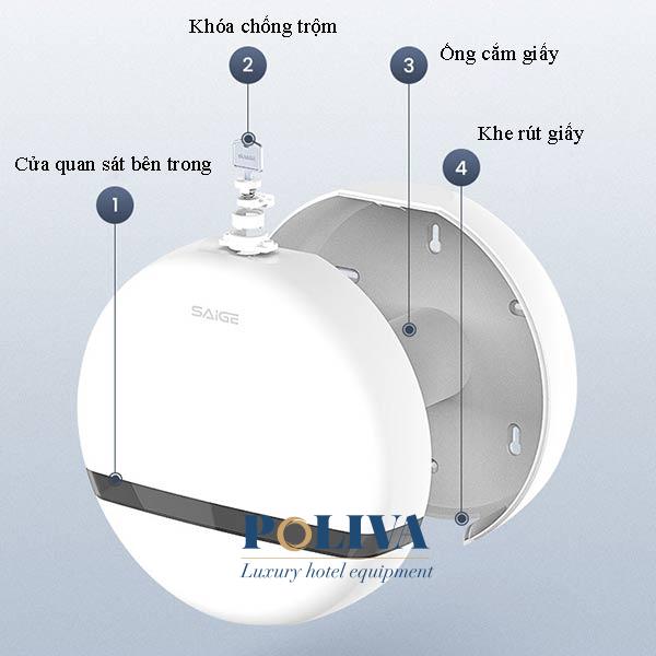 Hộp đựng giấy vệ sinh tròn bằng nhựa cỡ lớn cho nhà vệ sinh công cộng