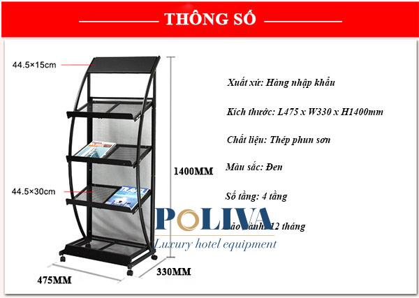 Ảnh thông số kích thước giá để tạp chí