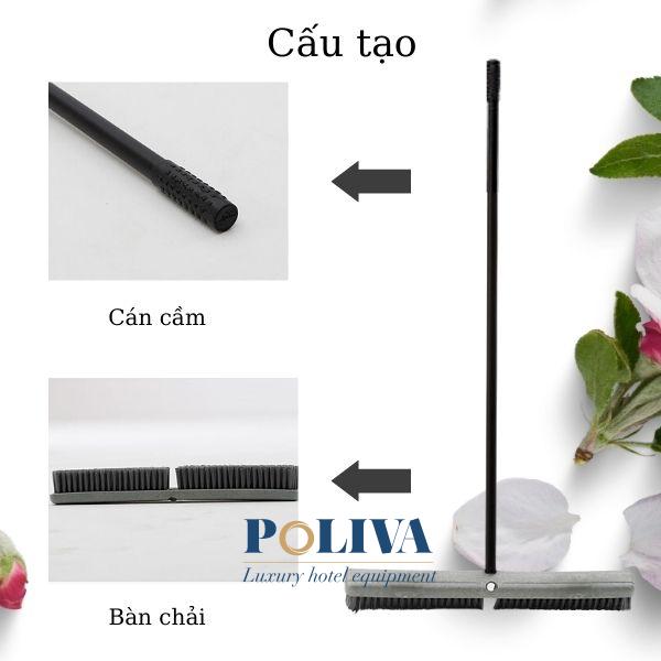 Cán bàn chải làm từ hợp kim nhôm cao cấp, được phủ lớp cao su ở đầu cán giúp tạo ma sát cầm nắm dễ dàng chắc chắn