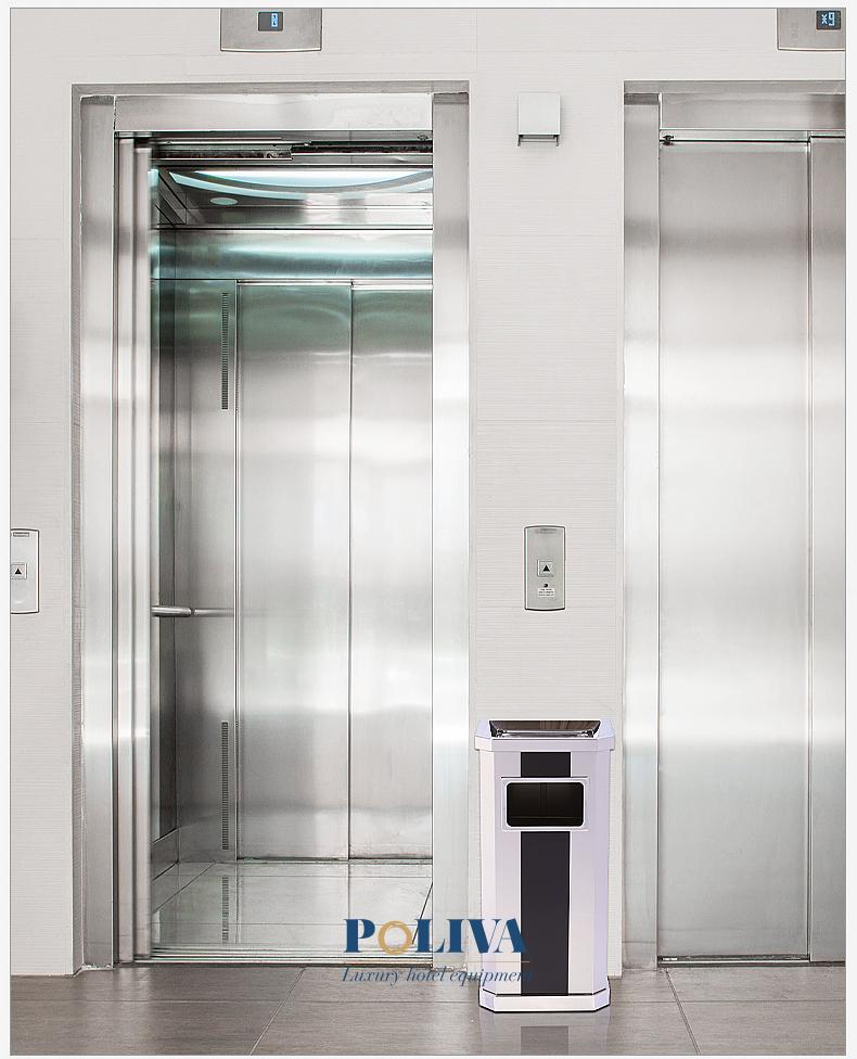 Thùng rác inox sọc đen trắng - Thùng rác inox có gạt tàn