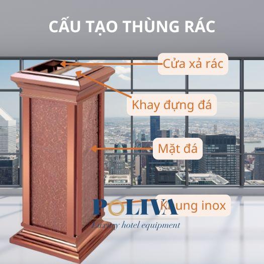 Cấu tạo , thiết kế thùng rác hợp kim nhôm tính ứng dụng cao, tiện lợi cho người sử dụng.