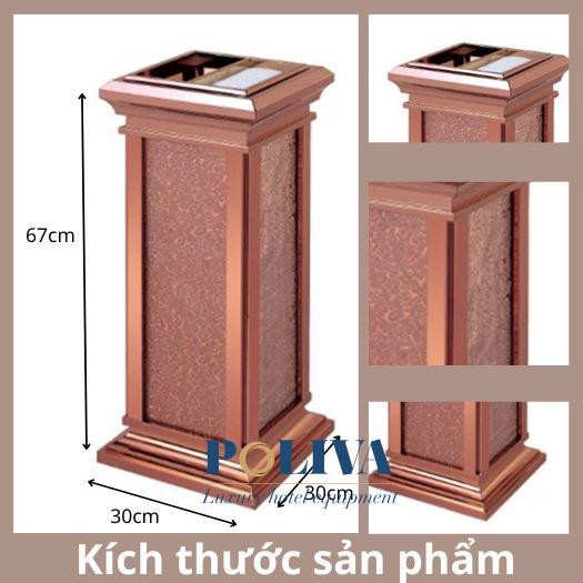  Thông số kích thước thùng rác hợp kim nhôm màu đồng 