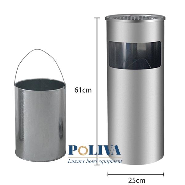 Hình ảnh mô tả kích thước inox có gạt tàn cỡ nhỏ