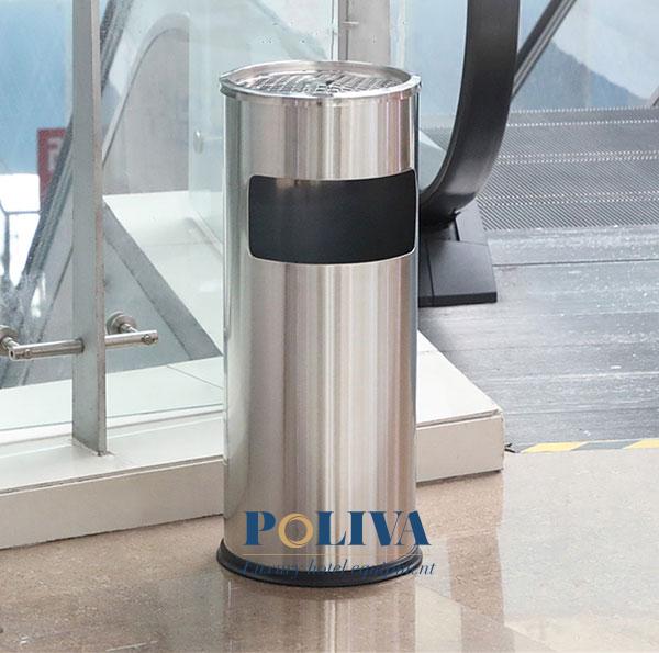 Thùng rác inox có gạt tàn