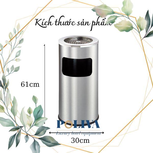 Hình ảnh mô tả kích thước inox có gạt tàn cỡ lớn