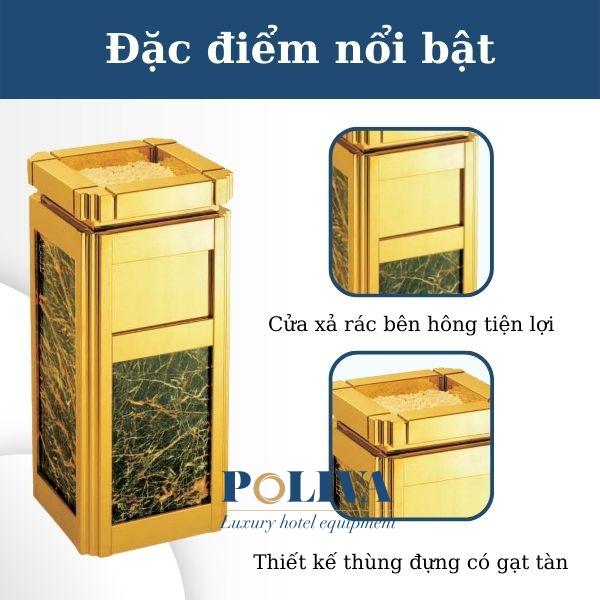 Thùng rác đá đen cửa xả rác phía trước