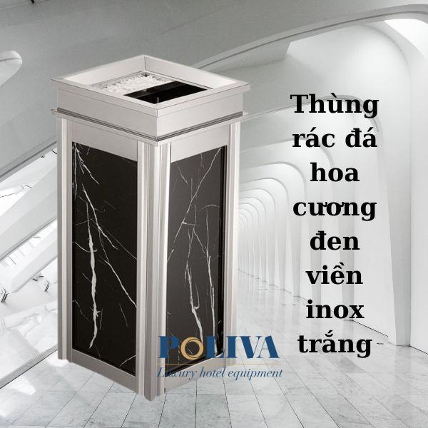 Hình ảnh mẫu thùng rác inox kết hợp với đa hoa cương mang lại điểm nhấn rất đẳng cấp và sang trọng