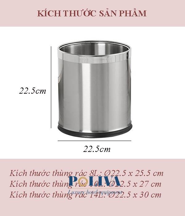 Thông số kích thước của sọt rác inox 