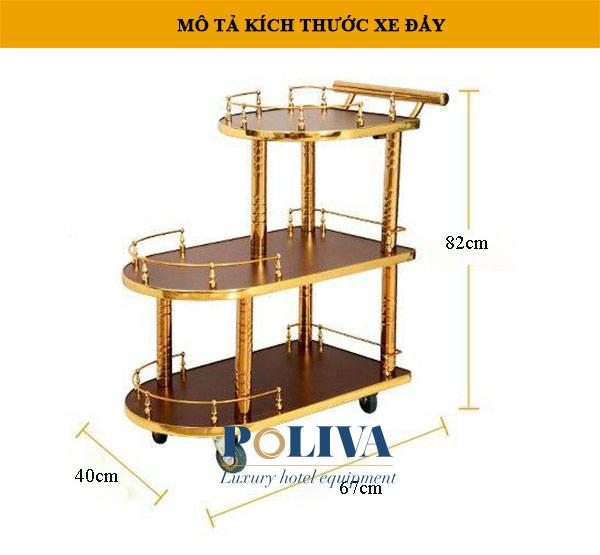 Hình ảnh kích thước xe đẩy phục vụ rượu 3 tầng 