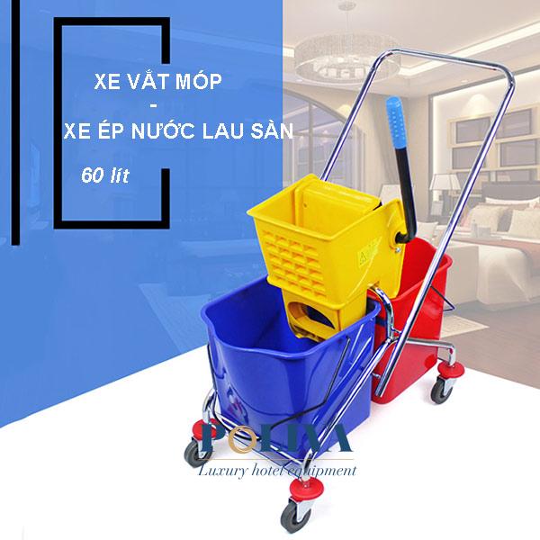 Xe vắt nước lau sàn nhà 60L - Xe ép nước đôi lau sàn 60L giá tốt nhất