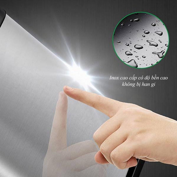 thùng phân loại rác 3 ngăn inox chất liệu cao cấp, chống gỉ sét tốt