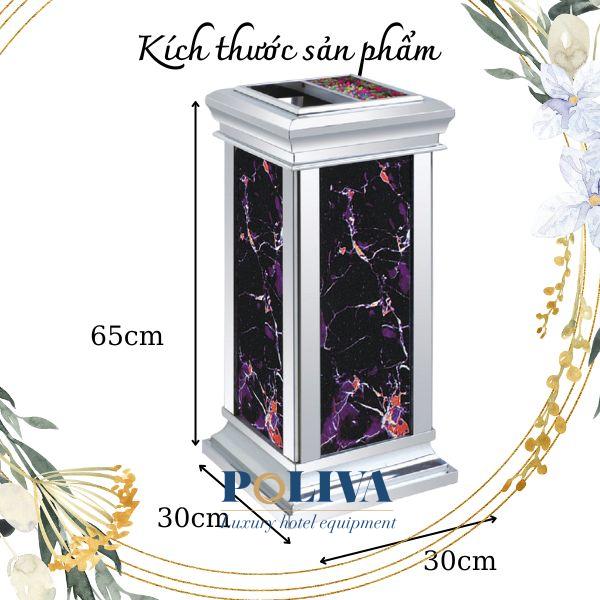 Kích thước thùng rác inox giả đá hoa cương 