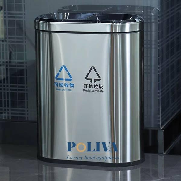 Thùng rác inox 2 ngăn văn phòng