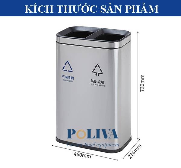 Thông số kích thước của thùng rác 2 ngăn văn phòng