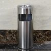 Thùng rác tròn inox có gạt tàn cỡ lớn