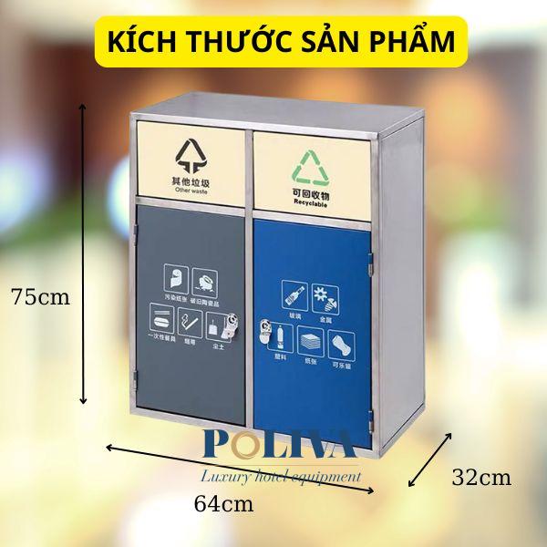 Thông số kích thước của thùng rác inox 2 ngăn ngoài trời