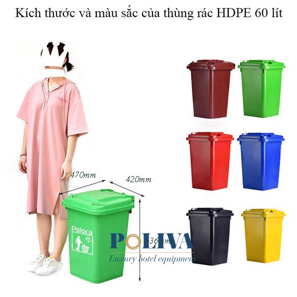 Hình ảnh mô tả kích thước thùng rác nhựa 60l