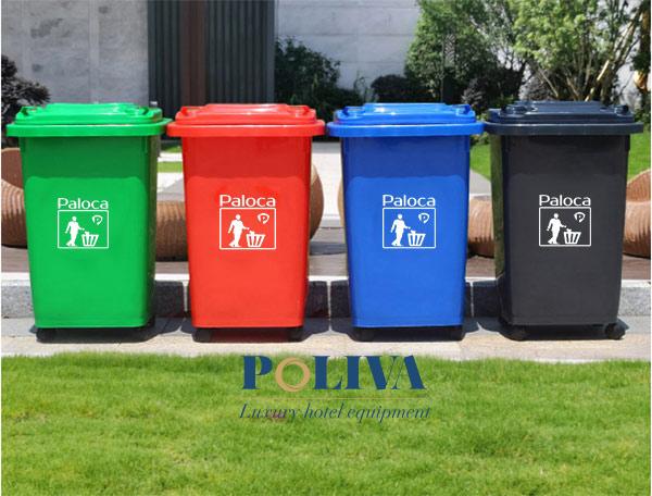 Thùng rác nhựa HDPE 60 lít nhiều màu sắc của Poliva