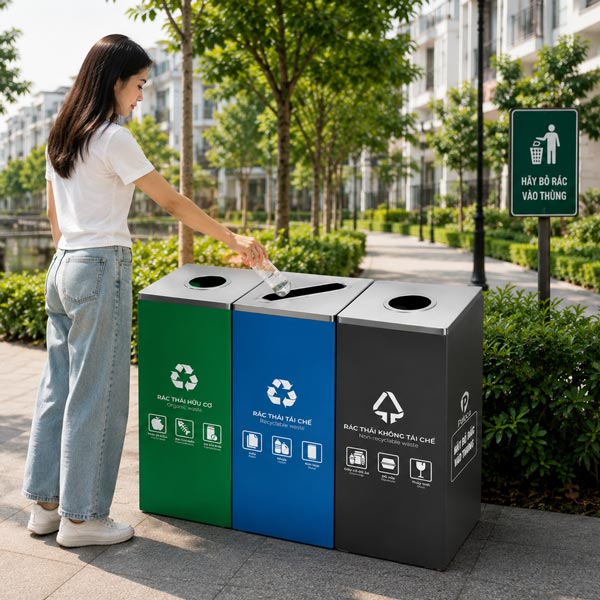Thùng rác phân loại 3 ngăn Paloca