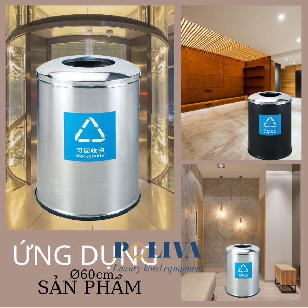 Thùng rác inox khách sạn đa dạng không gian sử dụng