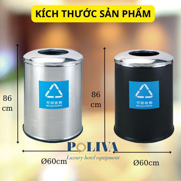 Hình ảnh thông số kích thước của thùng rác trung tâm thương mại 